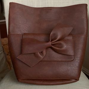 Anthropologie brown leather tote bag